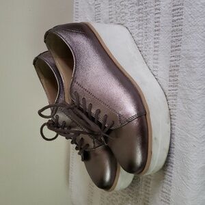 F EFE wedge platform metallic lace up  loafers punk, schoolgirl, tennis sneakers